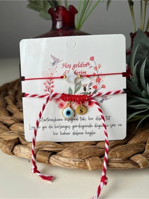 Nergis Collection Nazar Boncuklu Kişiselleştirilmiş Harfli Marteniçka ve Sedefli Yıldız Bileklik