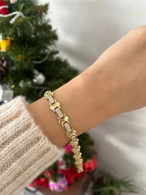 Nergis Collection Kadın 14K Xuping Çelik Gold Altın Bileklik Özel Seri Vip Bileklik