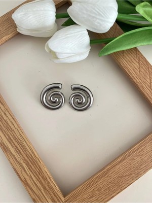 Nergis Collection Kadın Gümüş Tasarım Spiral Küpe