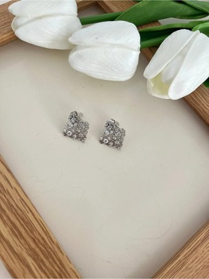 Nergis Collection Kadın Kare Zirkon Gümüş Tasarım Küpe