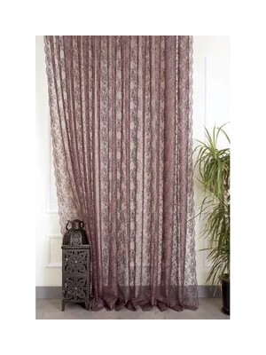 Vivense Fransız Danteli Fon Tül Mürdüm Rengi Pilesiz 260X260