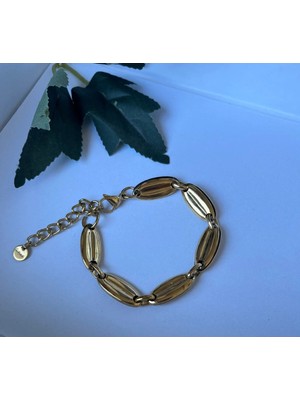 Nergis Collection Özel Tasarım Kadın Oval Çelik Bileklik