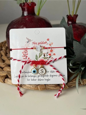 Nergis Collection Nazar Boncuklu Kişiselleştirilmiş Harfli Marteniçka ve Sedef Taşlı Yıldız Bileklik