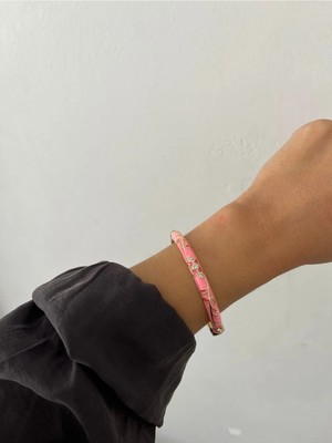 Nergis Collection Kadın Renkli Mineli Bilezik Pembe Renkli Mineli Bilezik