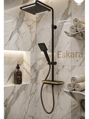 ESHOME  Eskara Siyah Kare Robot Duş Banyo Seti