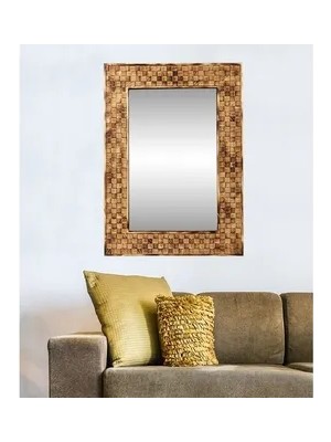 Vivense Dfn Wood Dekoratif Duvar Aynası, Kahverengi, 70X50