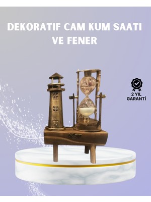Ergün Store Ahşap Kum Saati ve Deniz Feneri Figürü Bir Arada – Ev & Ofis Dekorasyonu - Lisinya