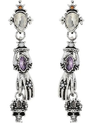 Nergis Collection Marka Model Kurukafa Zirkon Taş Detaylı Sallantılı Marka Küpe Gümüş Küpe