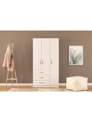 Vivense Metalia Ece Lüx Gardırop, 3 Kapaklı 3 Çekmeceli