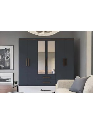 Vivense Metalia Armina Lüx Aynalı Gardırop, 6 Kapı 2 Çekmeceli