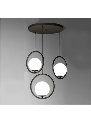 Vivense Modern Üçlü Cam Sarkıt Siyah Avize