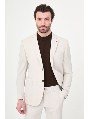 MCR Dokulu Slim Fit Mono Yaka Torba Cep Erkek Ceket