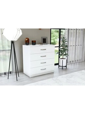 Vivense Metalia Almina Şifonyer, 4 Çekmeceli, Beyaz