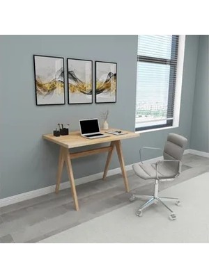 Vivense Tova Doğal Ahşap Masif Çalışma Masası, Naturel, 90X60 cm