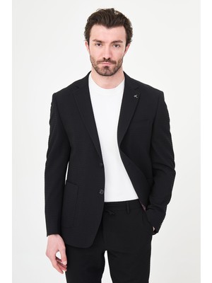 MCR Dokulu Slim Fit Mono Yaka Torba Cep Erkek Ceket