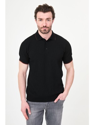 MCR Desenli Slim Fit Polo Yaka Düğmeli Erkek Triko T-Shirt