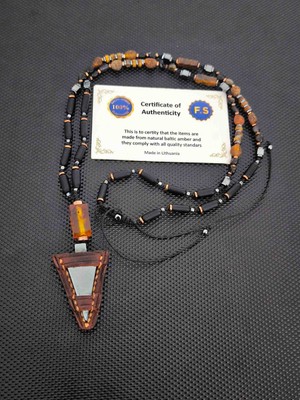 Tahrastone Fosilli Baltık Damla Kehribar-Deri Kolye Ucu-Kaplangözü-Obsidyen-Oniks Doğaltaş Kolye Takı Aksesuar Erkek Kolye