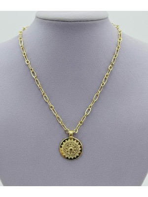 Vintage Takı Altın Rengi Zincirli Etnik Kolye - Gold Kolye