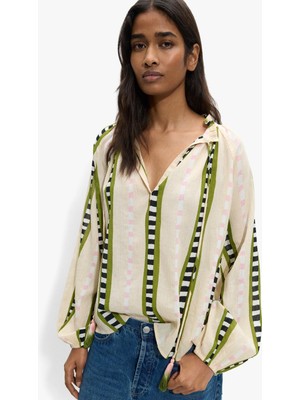 Parfois Kadın %100 Pamuk Kontrast Desenli Bluz