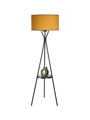 Vivense Venedik Silindir Sehpalı Lambader, Siyah Ayak, Hardal