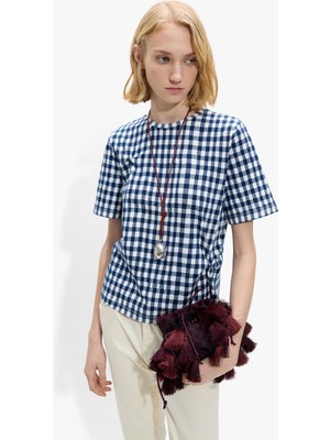 Parfois Kadın Kare Desenli Pamuklu T-Shirt