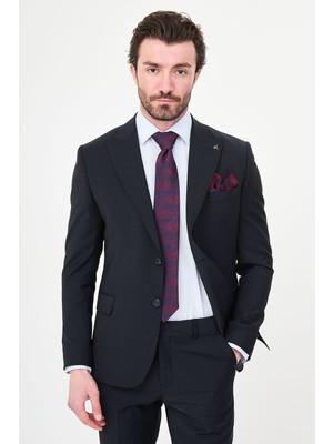 MCR Ince Çizgili Slim Fit Geniş Yaka Premium Yün Erkek Takım Elbise