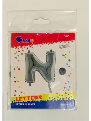 Abnturk Gümüş Renkli 36 cm Boyutlu N Harfi Folyo Balon