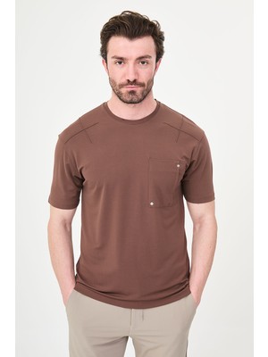 MCR Düz Slim Fit Bisiklet Yaka Cepli Bi-Stretch Interlok Erkek T-Shirt