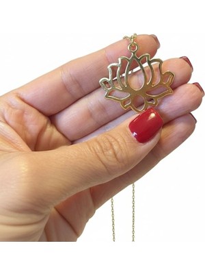 Vintage Takı Gold Lotus Çiçeği / Altın Rengi Lotus Çiçeği Kolye