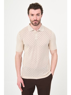 MCR Desenli Slim Fit Polo Yaka Erkek Triko T-Shirt