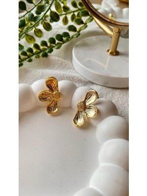 Jewelry Yarım Papatya Gold Küpe