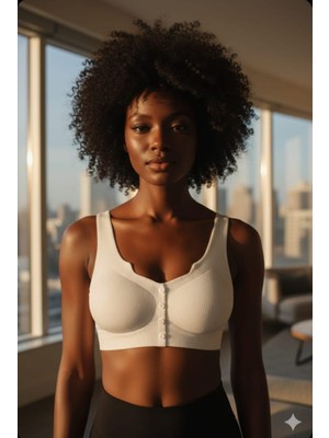 Hn. Giyim H&n Kadın Beyaz Giyim Düğme Detaylı Fitilli Ribana Crop Top Büstiyer - Iz Yapmaz Lazer Kesim Toparlayıcı