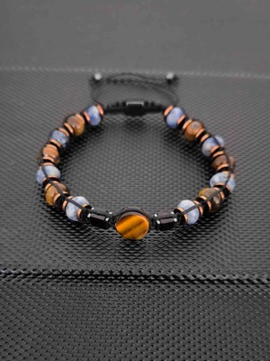 Tahrastone Baltık Damla Kehribar-Sodalit-Kaplangözü-Hematit Doğaltaş Bileklik Takı Aksesuar Erkek Bileklik