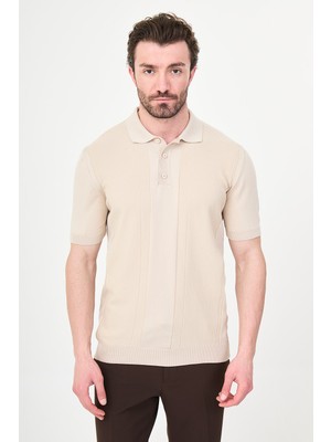 MCR Desenli Slim Fit Polo Yaka Erkek Triko T-Shirt