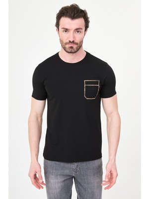 MCR Düz Slim Fit Bisiklet Yaka Desenli Bi-Stretch Interlok Erkek T-Shirt