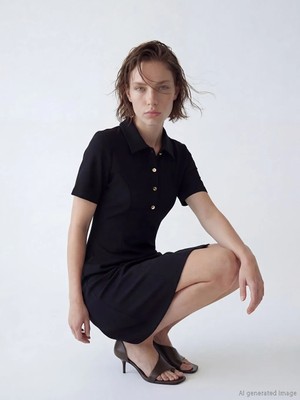 LC Waikiki Lcw Studıo Siyah Gömlek Yaka Belden Oturtmalı Elbise