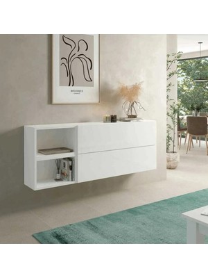 Feyza Design Yüksekliği 60 Cm, Genişliği 130 cm Beyaz Dresuar