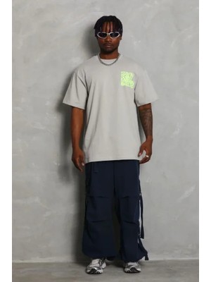 Secret Sita Erkek Baskılı Thirt Kısa Kol Bisiklet Yaka Regular Fit Rahat Kalıp Günlük Tişört  Gri