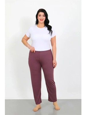 Genel Tedarik Kadın Büyük Beden Mürdüm Tek Alt Pijama