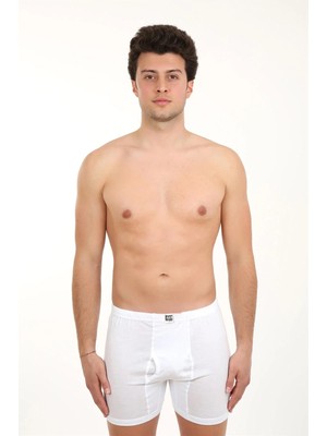 Genel Tedarik Erkek Paçalı Penye Boxer Beyaz