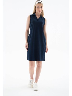 Fashion Friends Polo V Yaka Kolsuz Lacivert Kadın Elbise 26Y0600K1
