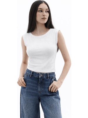 Fashion Friends Kayık Yaka Beyaz Kadın T-Shirt 26Y0162K1