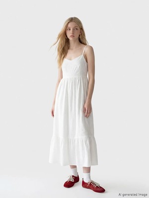 LC Waikiki Xsıde Beyaz Kalp Yaka Ip Ip Askılı Ajurlu Elbise