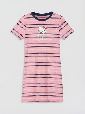 LC Waikiki Lcw Kids Pembe Hello Kitty Baskılı Kız Çocuk Fitilli Elbise
