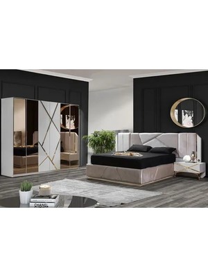 Vivense Diamond Yatak Odası Takımı, Krem Gold, 6 Kapaklı