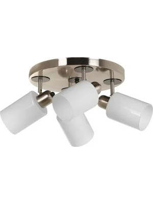 Vivense Lumexx Nomi Dörtlü Tepsili Mat Krom Beyaz Camlı Avize