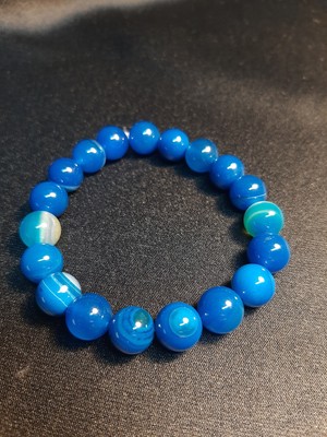 Mryart Lacivert Renk Doğal Iri Akik Taşı Bileklik 10 mm Unisex