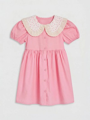 LC Waikiki Lcw Kids Pembe Bebe Yaka Kız Çocuk Elbise