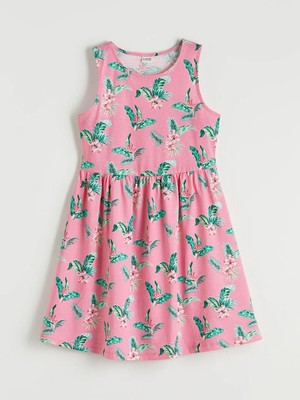 LC Waikiki Lcw Kids Pembe Desenli Kız Çocuk Elbise