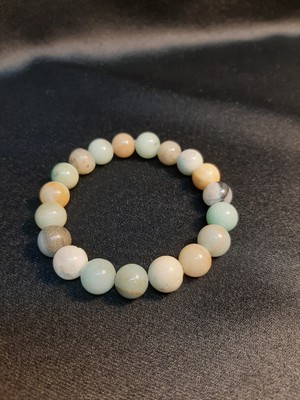 Mryart Yeşil,kahve ve Beyaz Tonlamalı 10MM Doğal Akik Taşı Bileklik